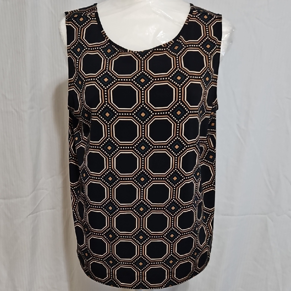 Investments Black and Tan Geometric Top